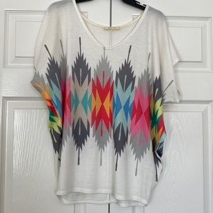 Phil Love Dolman Sleeve Geometric Print Top